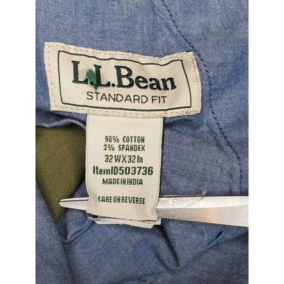 L.L. Bean Outlet Standard Fit Deep Olive Lakewashed 32x32 Men Khaki Pants - Picture 9 of 12